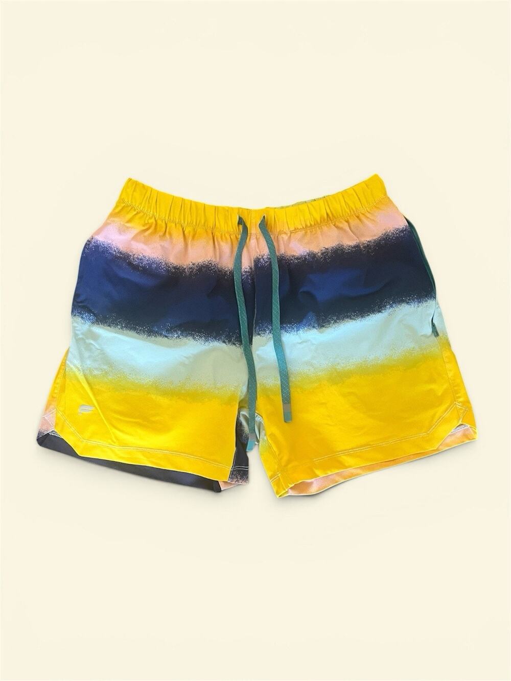 Size Medium - Fabletics The One 5in Shorts Unlined Gradient Blue Yellow Pink